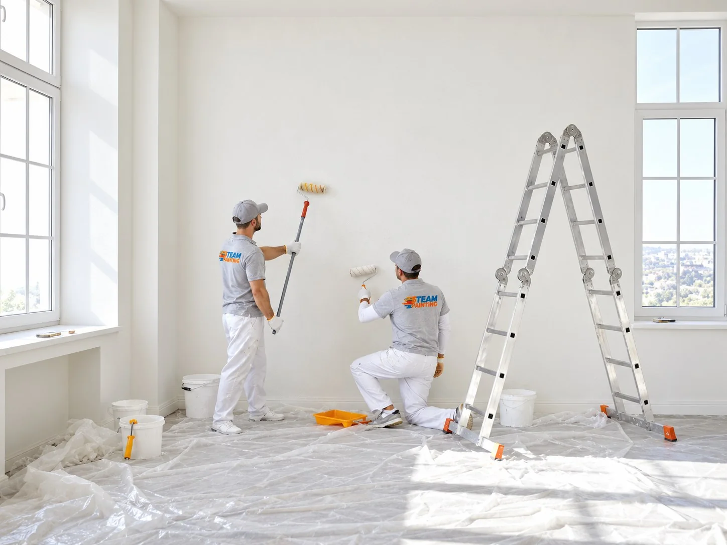S-Team Painting crew working on an interior painting project